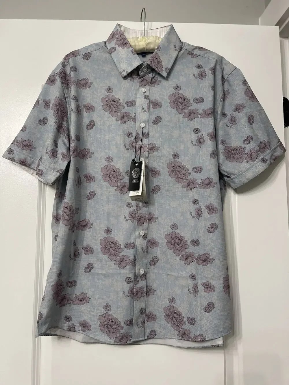 NWT Vince Camuto Men’s Floral Short Sleeve Button Down Shirt Sz L Style 2.0
